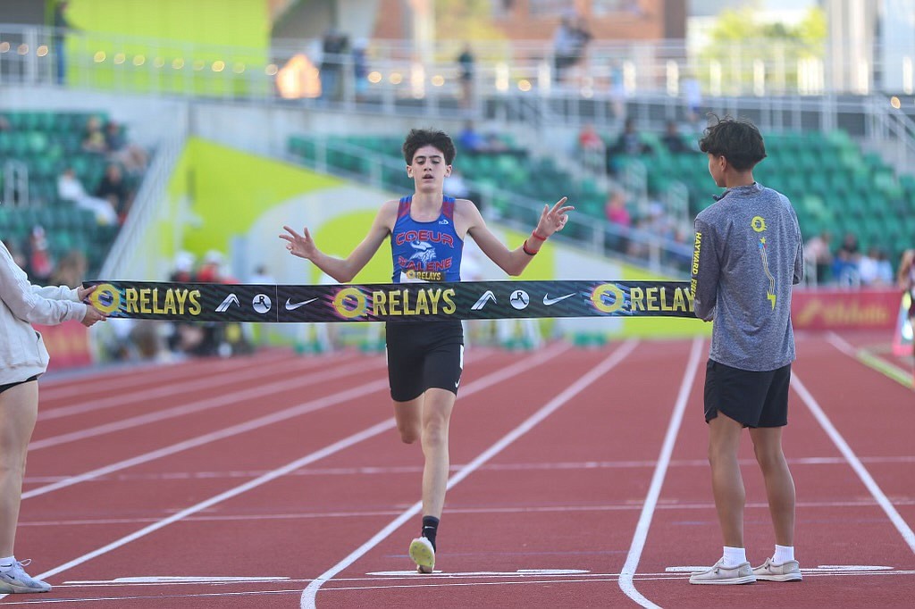 Courtesy photo
Coeur d'Alene High freshman Wyatt Carr won the freshman 2-mile at the Oregon Relays with a time of 9:21.39 at Hayward Field in Eugene, Ore., on Friday and Saturday.