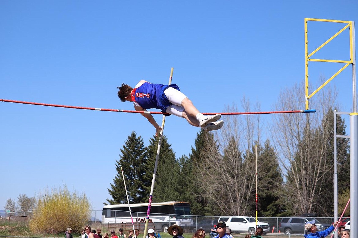 Superior freshman vaulter Gannon Quinlan clears 10 feet during this year's Seeley-Swan Invitational track meet in Missoula this past Saturday.  (Photo by Kami Milender)