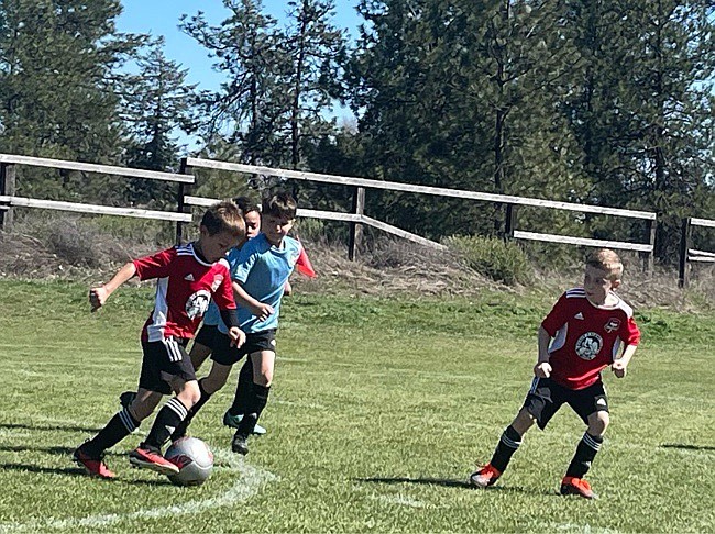 Photo by MELISSA SVENSON
On Saturday afternoon, the Timbers North FC 2016 Boys Red team beat the Spokane Sounders B2016 North Belles 13-2. Red goals were scored by Jaxson Matheney (1), Mitchell Volland (3), Greyson Guy (5), Leo Leferink (1) and Elijah Cline (3). From left in the red jerseys are Mitchell Volland and Leo Leferink.