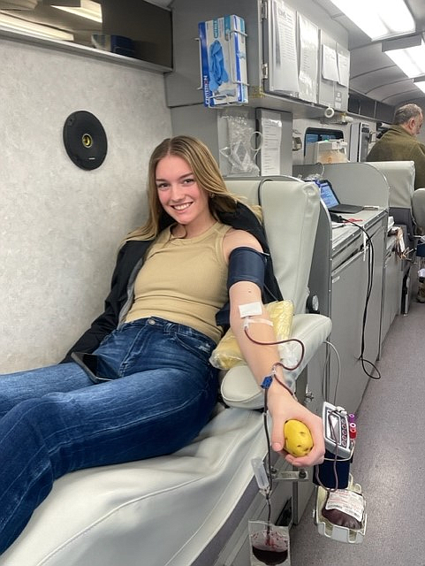 Warden School District student Shelby Cole donates blood during a previous blood drive at Warden High School, which will be hosting another drive April 30 from 9 a.m. to 1 p.m.