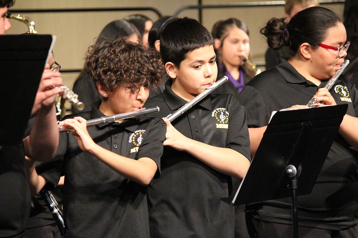 The Quincy Middle School band plays a selection the instructor said they planned to play in the Junior Apple Blossom Parade.