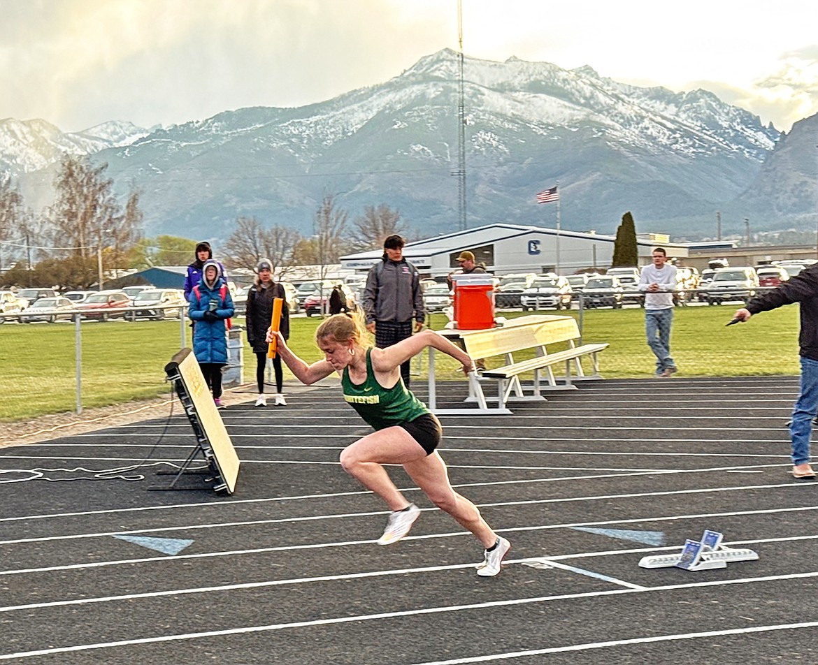 Rachel Wilmont explodes from the blocks at the Corvallis Twilight, the only evening track meet. (Photo provided)