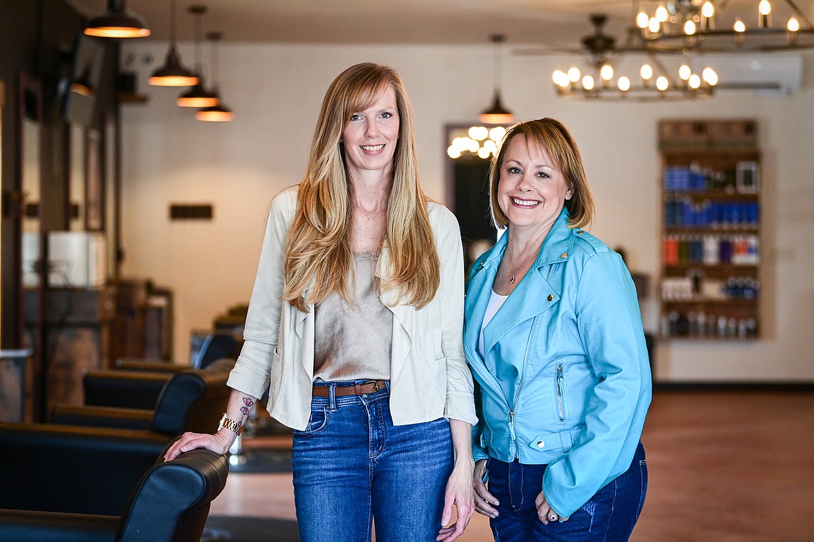 Owners Sandy Palmer and Tammi Fisher at The Syndicate Hair & Beauty Parlor in Evergreen on Wednesday, April 24. (Casey Kreider/Daily Inter Lake)