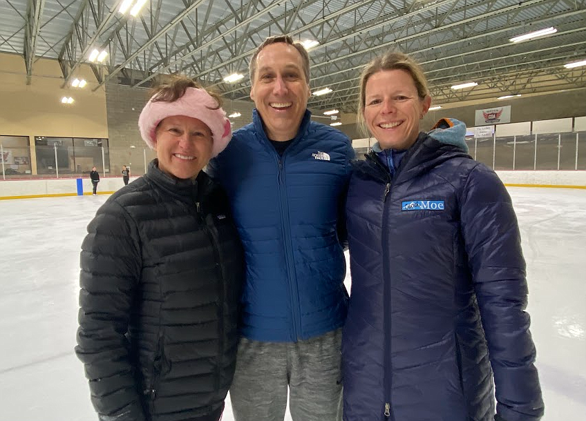 From left, Amy Bartoo, Geoff Emry and Moe Herr, director of Lake City Figure Skating Club.