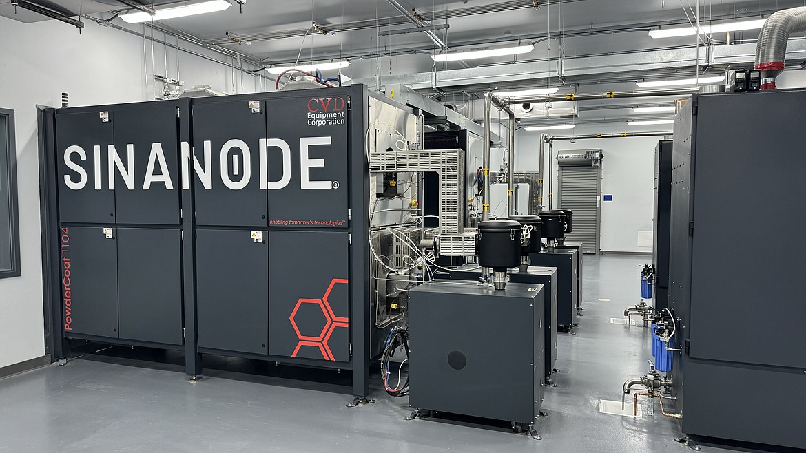 This CVD machine in the Moses Lake SINANODE plant is used to create an enhanced graphite that increases the storage capacity of an electric vehicle battery, resulting in a lower-cost battery and lower-cost vehicle.