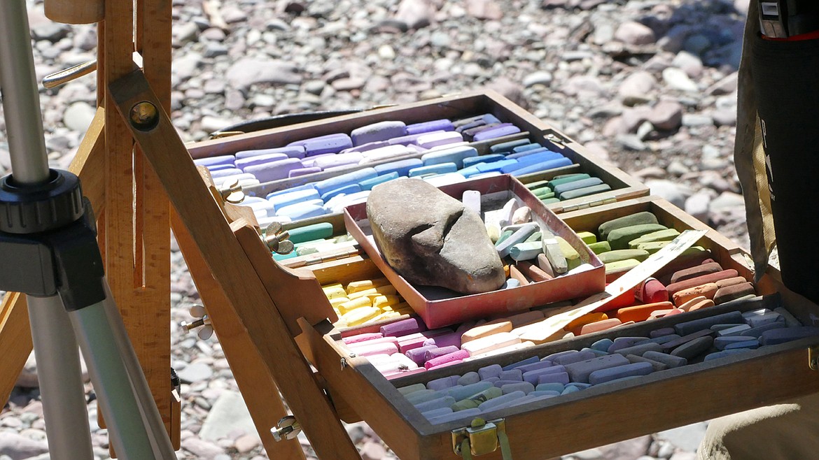 Francesca Droll's pastel palette at Granite Canyon in the Bob Marshall Wilderness. (Photo courtesy of Francesca Droll)