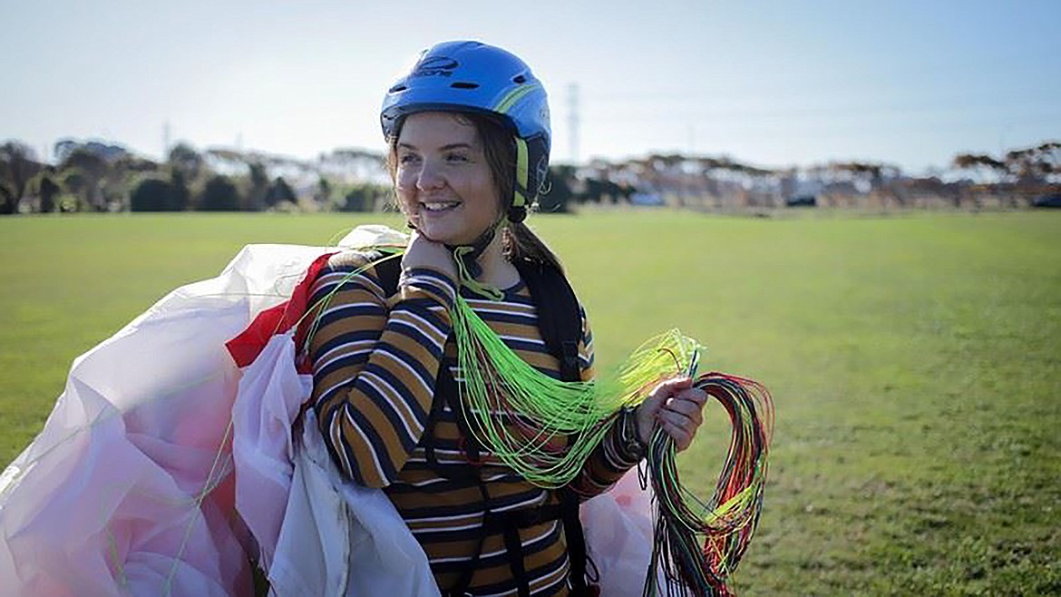 A photo from "Going Home", which follows Ashley Williams as she learns to paraglide to honor the life of an uncle who passed away from pancreatic cancer a decade earlier — and the lessons he taught her.