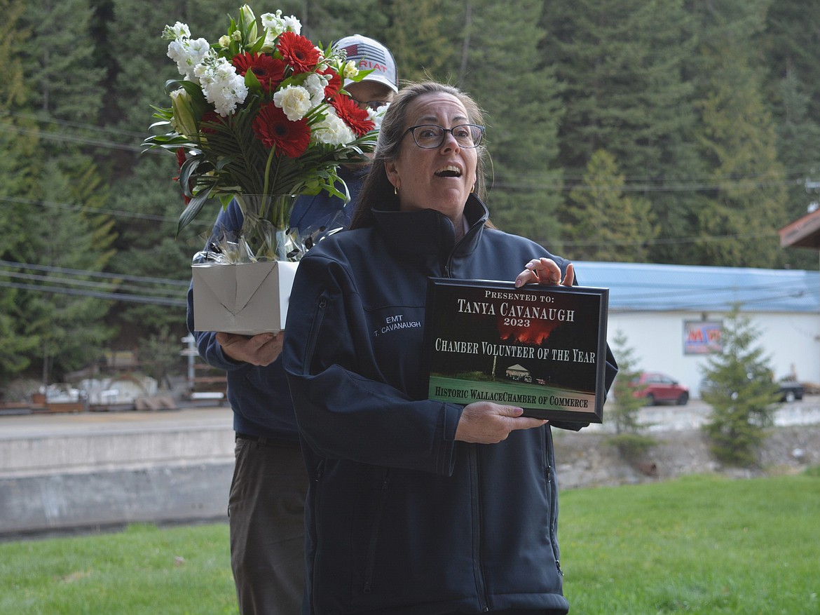 Tanya Cavanaugh accepts the Volunteer of the Year for her work as chief of the Prichard-Murray Volunteer Fire Department.