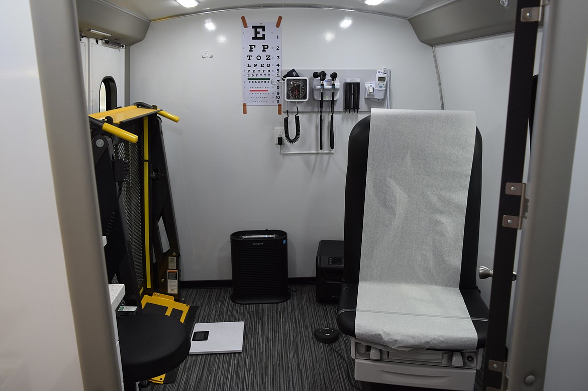 The exam room of the 40-foot motorcoach operating as East Adams Rural Healthcare’s primary care mobile clinic, which accepts both walk-ins and appointments.