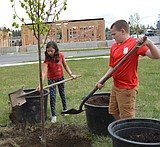 Ramsey students gets hands dirty at Coeur d'Alene Arbor Day celebration