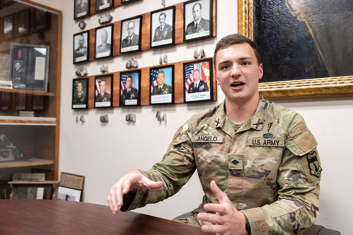 Matt Angelo, a criminology and business major from Coeur d’Alene, jumped out of airplanes as an Army ROTC cadet and is preparing for a stint as a field artillery officer after graduation.