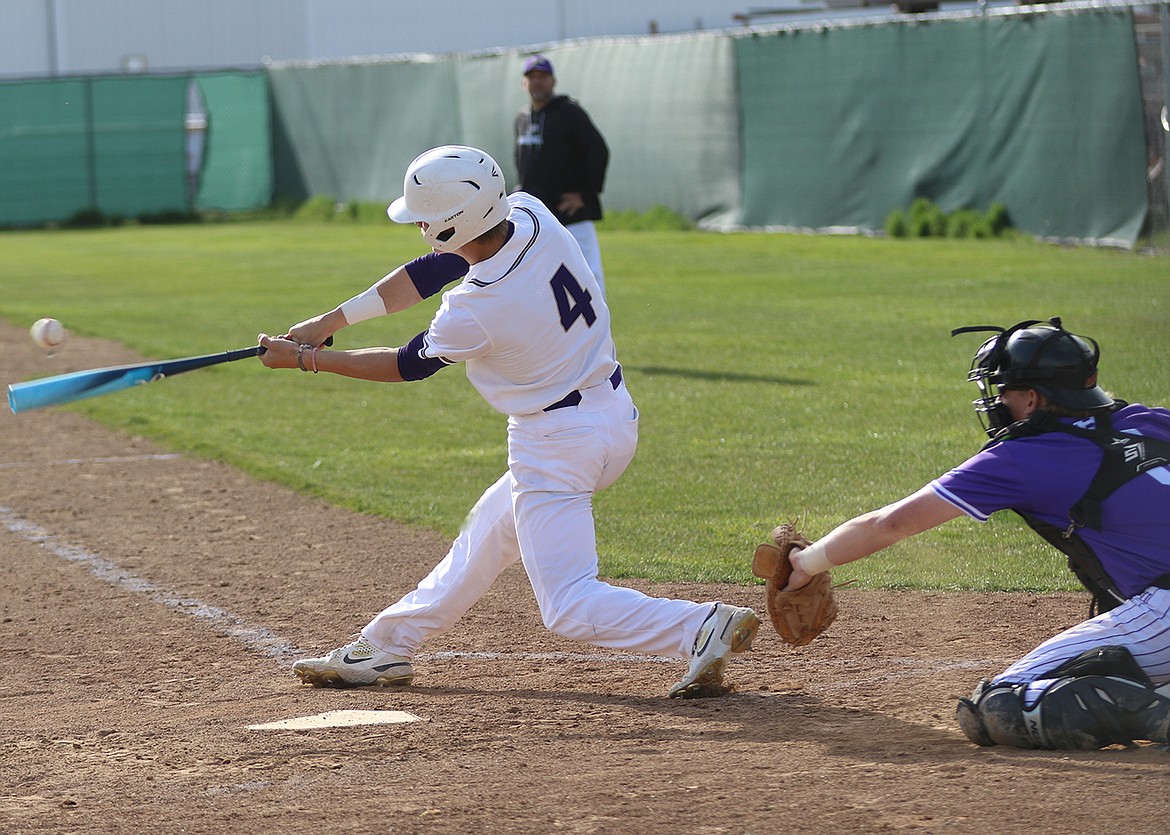 Polson's Landon Shoemake is shown here swinging during last week's victorious game against Butte. (Bob Gunderson photo)