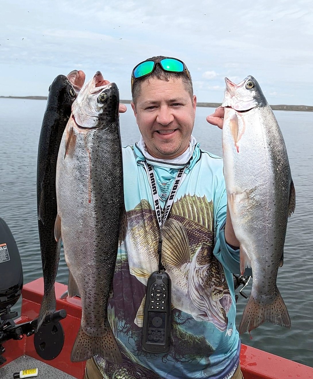 Ryan Bratton with a great catch of Potholes Reservoir rainbow trout.