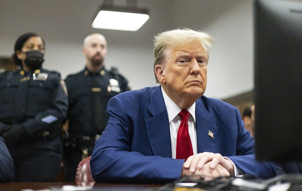 Former President Donald Trump appears at Manhattan criminal court before his trial in New York, Tuesday, April 30, 2024. (Justin Lane/Pool Photo via AP)