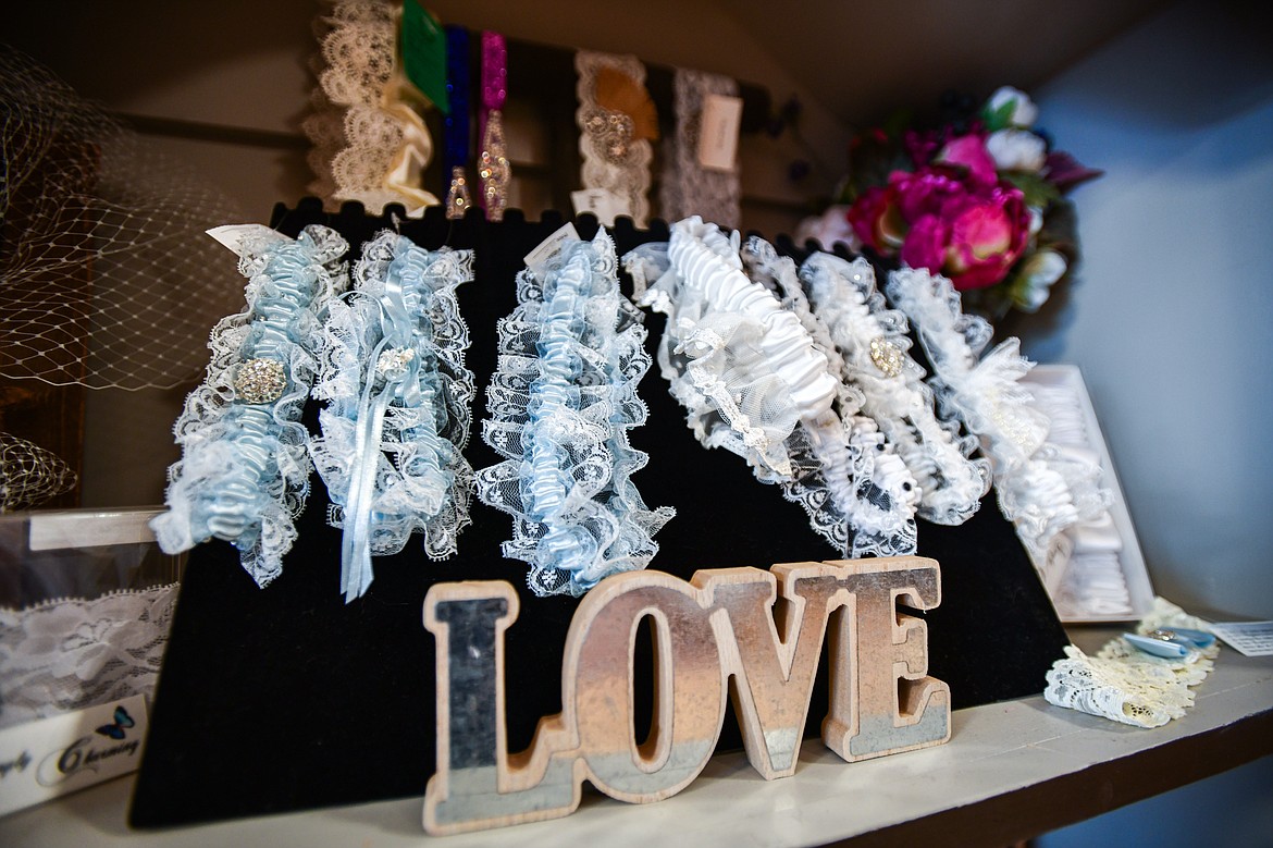 Wedding garters at Perfect Fit Bridal in Kalispell on Tuesday, April 30. (Casey Kreider/Daily Inter Lake)