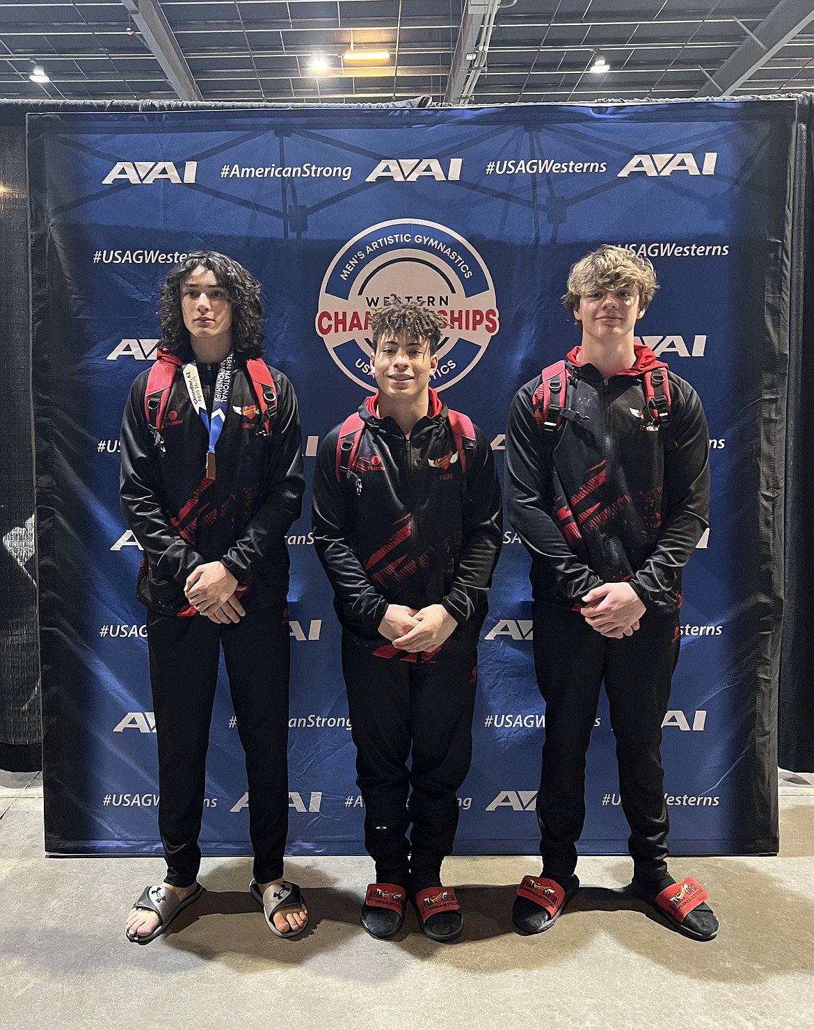 Courtesy photo
Avant Coeur Gymnastics Level 9s at the Western National Championships in Chandler, Ariz. From left are Grayson McKlendin, Felipe McAllister and Cayden Ptashkin.