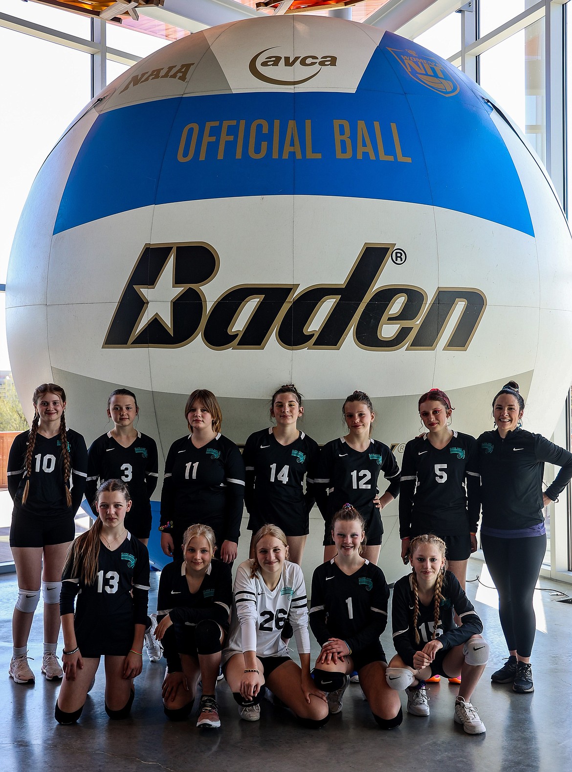 The 2024 CFJVBC U14 team. Back row, from left, Gracie Stevens, Vanessa Rogier, Brooklyn Keller, Gracie Thompson, Kourtney Rogier, Gemma Lightfoot-Wood and coach Michelle Adams. Front row, from left, Avery Aumick, Hannah Raynor, Sophie Pizzini, Molly Adams and Elyssa Raynor.