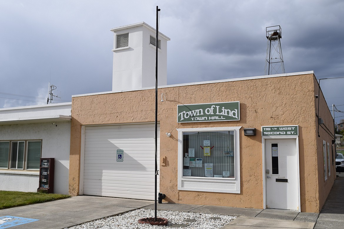 Exterior of Lind’s Town Hall, which was the site of a conflict on April 24 between two Lind town council members and Mayor Paula Bell, after Bell refused to vacate her position as Mayor after a vote at the April 23 regular council meeting.