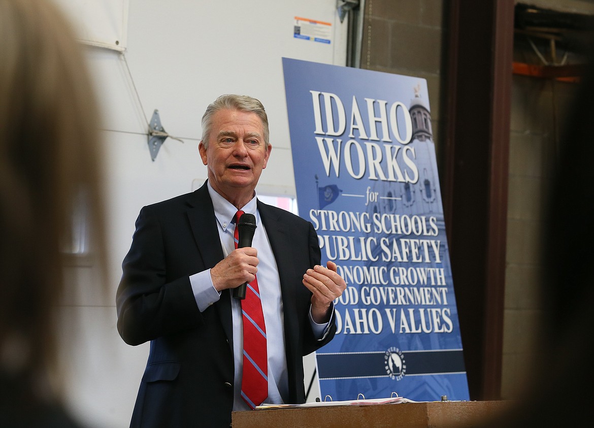 Gov. Brad Little discusses work that was done to benefit Idaho's workforce throughout the 2024 Idaho legislative session during a Wednesday press conference at the Kootenai Technical Education Campus in Rathdrum. The session adjourned sine die April 10.