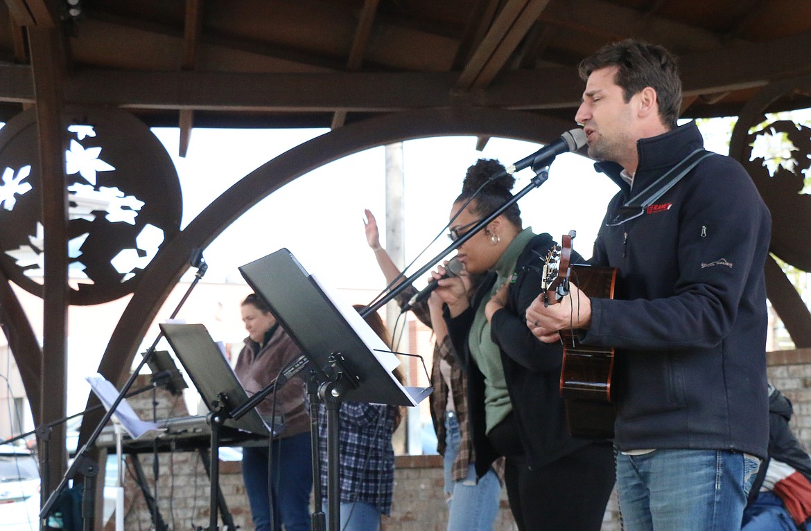 A band performs at Thursday's National Day of Prayer event.