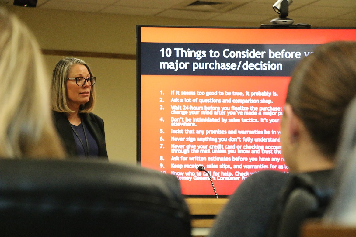 Magistrate Judge Tera Harden talks to Sandpoint High School students about civil law during Wednesday's Law Day education event.