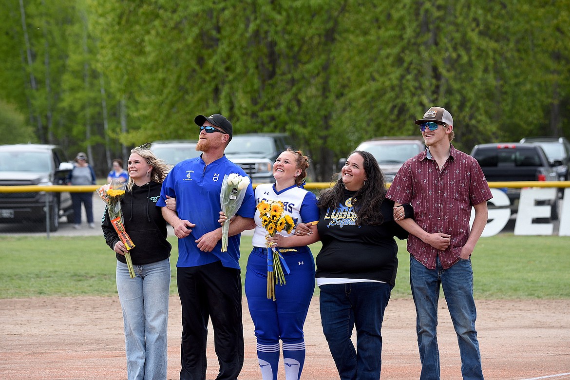 Libby's Aleesha Bradeen was recognized with her family during Senior Night festivities Saturday, May 4, 2024, at Remp Field. (Scott Shindledecker/The Western News)