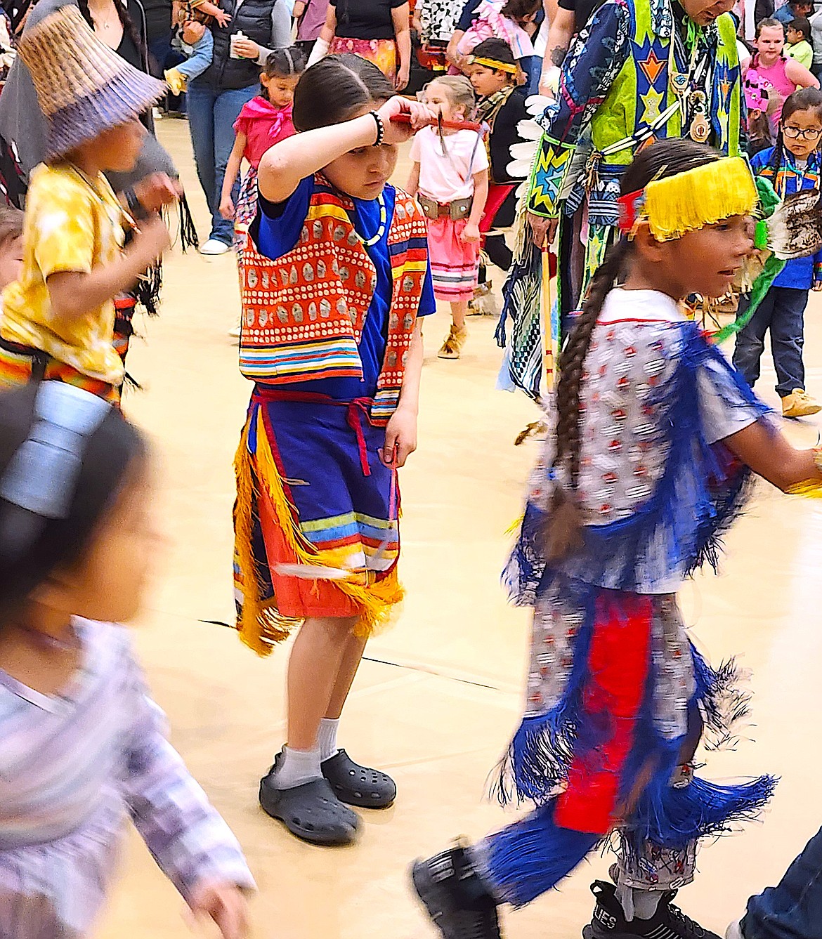 One Head Start dancer is mopping his brow because dancing with friends is a workout. (Berl Tiskus/Leader)
