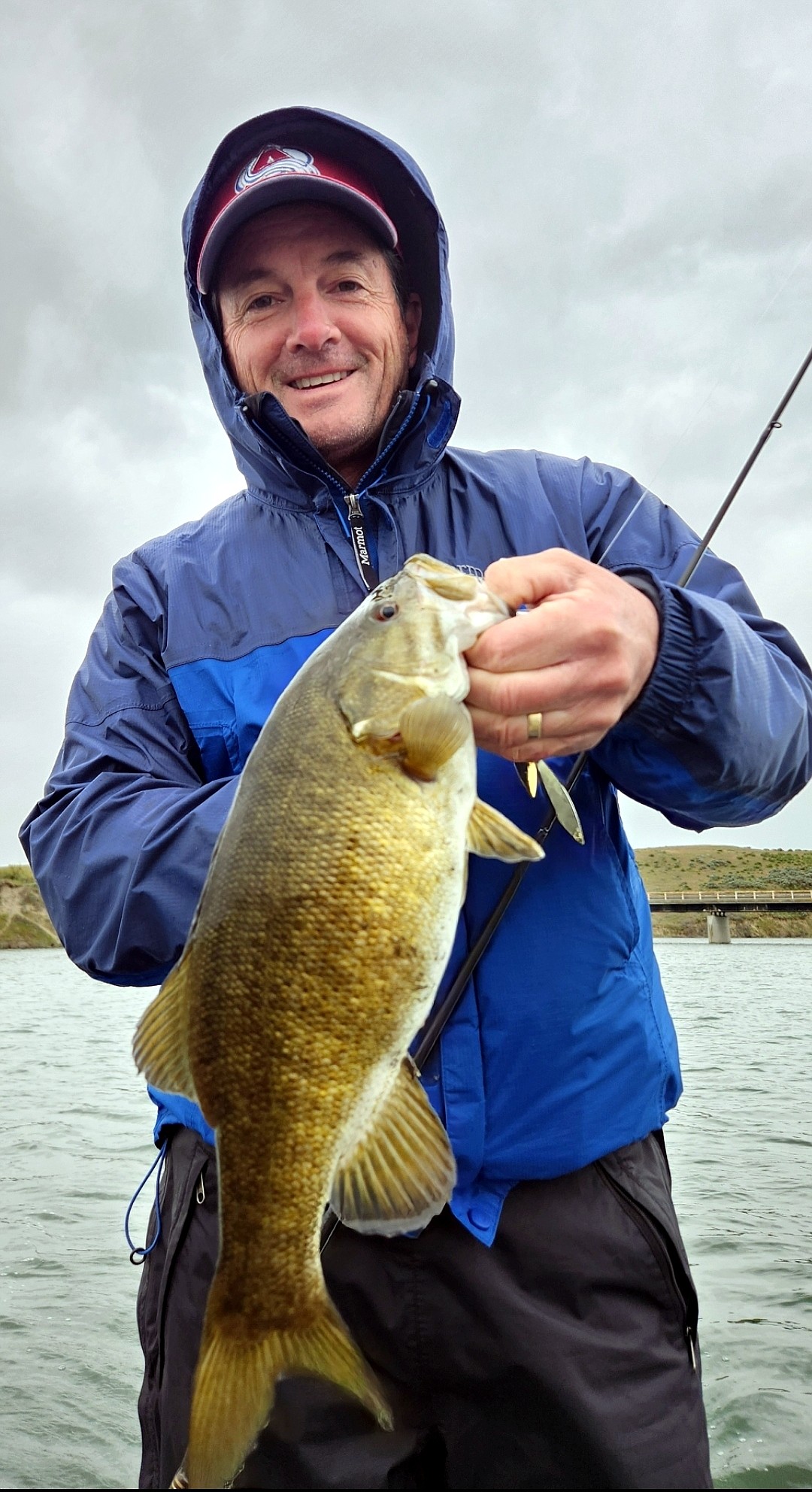 Chris Casar caught this nice smallmouth while fishing the Lind Coulee arm of Potholes Reservoir. Chris was throwing a white spinner bait.