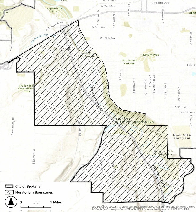 The moratorium's boundaries as proposed during its first reading in City Council's Public Safety & Health Committee meeting on Monday.