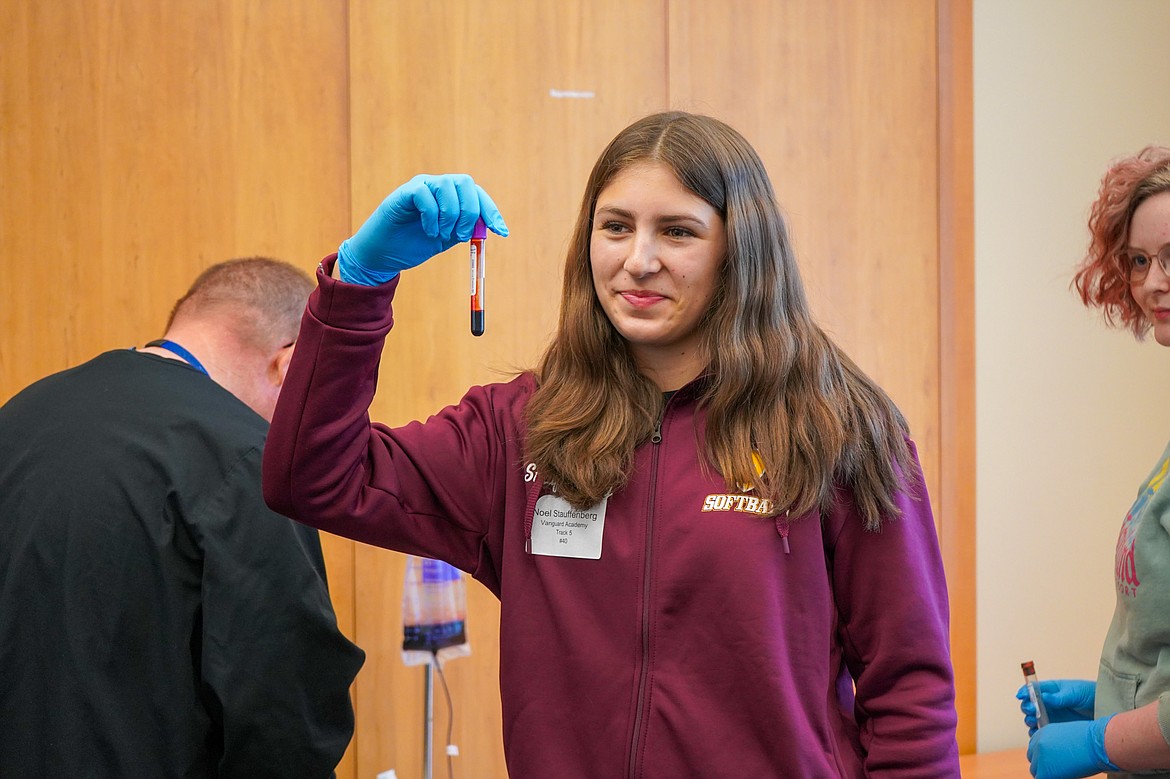 Big Bend Community College hosted a one-day camp to allow local high school students to explore medical career opportunities. Students were able to try a variety of experiences including drawing "blood" from a simulated arm.