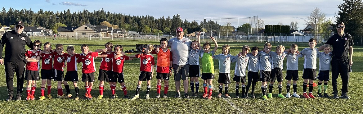 Courtesy photo
The Timbers North FC 15 Boys Black and Red soccer teams played an interclub match last Friday, with goals scored by Cash Fowler, Chase Baune, Emerson Cousino, Flynn Bundy, Griffin Storey, Henry Hermance, Thomas Davis and Trent Fierro. From left are coach Robin Bundy, Case Schwarz, Flynn Bundy, Bode Hebener, Chase Baune, Harvey Granier, Griffin Storey, William Bookholtz, Henry Hermance, Trent Fierro, Coach Ian McKenna, Matthew Clair, Robert Sasser,  Cash Fowler, Beckham Sharbono, Thomas Davis, Jaxon Mitchell, Maddox Hoy, Emerson Cousino, Max Spendlove, Sawyer Spencer and Coach Kip Sharbono.