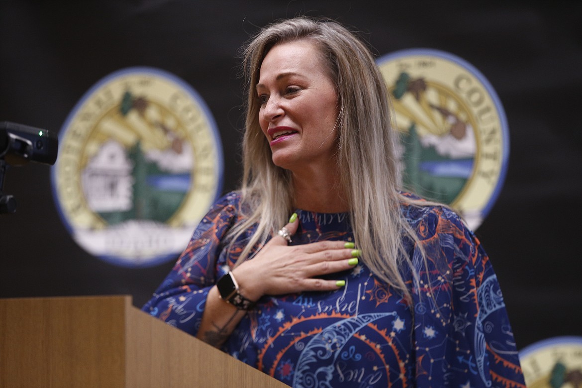 Tamira Barrett, a clinical social worker with the VA outpatient clinic in Coeur d’Alene, spoke to local veterans about in-home health care options.