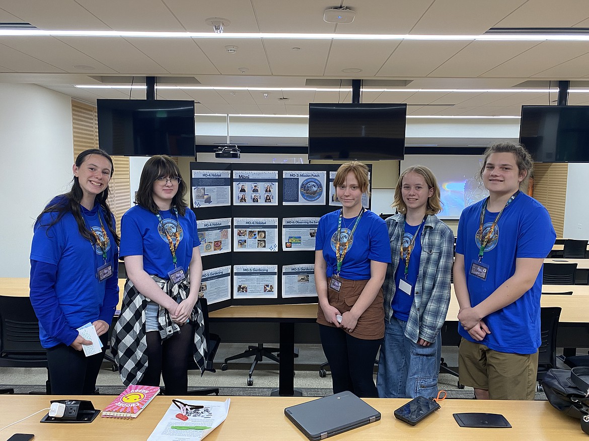 Coeur d'Alene High School Artemis ROADS II Challenge Team Mani earned top recognition for best mission objective during the Northwest Earth and Space Sciences Pathways Lunar Flyby In-Person Challenge held Friday and Saturday at Central Washington University. From left: Madison Whipp, Madison Graham, Vaylynn Crawford, Ellie Staudacher and Oliver Arine. Not pictured: Team member Maddox Le.