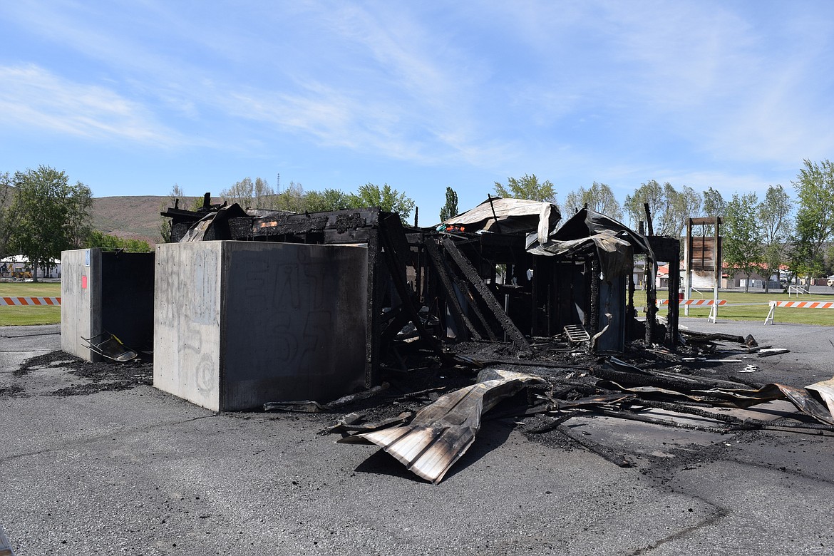 The concessions building at the Ephrata Sports Complex is a complete loss after a fire that is believed to have been arson started in a port-a-potty next to the building and spread to the structure.