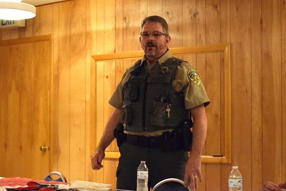 Recently hired Adams County Jail Commander Kelly Watkins introduces himself at Lind Community Church Tuesday evening during the department’s Community Connection event.