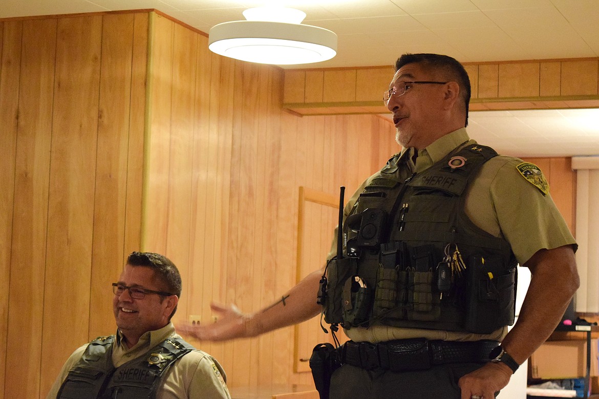 Adams County Undersheriff Adolfo Coronado introduces himself at the Sheriff’s Office’s Lind Community Connection Event Tuesday evening.