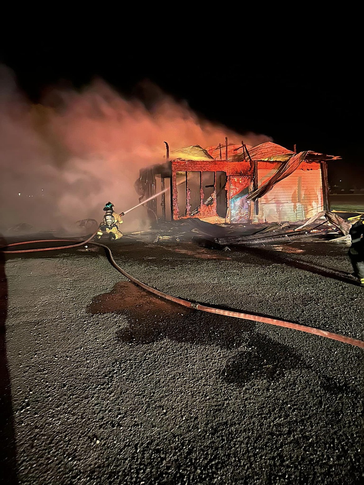 Firefighters responded to a fire at the Ephrata Sports Complex at about 10:30 Tuesday evening. The fire destroyed the structure which Ephrata Fire Chief Jeremy Burns believes was built in the 1980s.