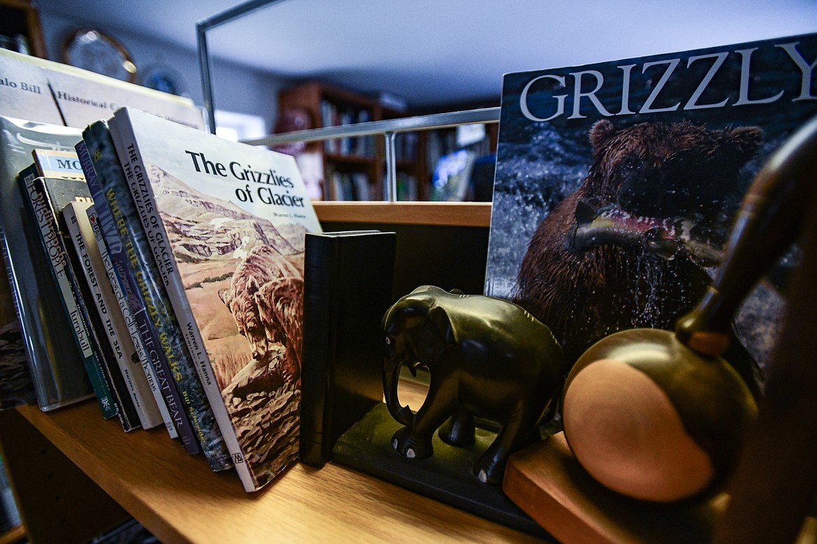Books on grizzly bears and other animals at Parkland Books on Wednesday, May 8. (Casey Kreider/Daily Inter Lake)