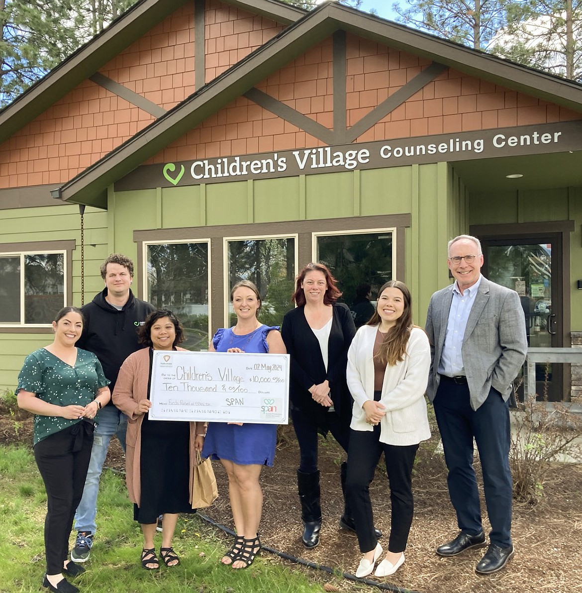 Children's Village has received a $10,000 grant from Panhandle Health District to further fund the nonprofit's safe haven for children who are facing abuse, neglect, or homelessness.
PHD raised the money from the 5K event remembering those lost to suicide.
From left to right: Katherine Hoyer of Panhandle Health District, Casey Brandel of Children's Village, Mary Anderson of Children's Village, Vanessa Moos of Children's Village, Jessica Eastin of Panhandle Health, Valerie Leal (of Panhandle Health and Don Duffy of Panhandle Health.