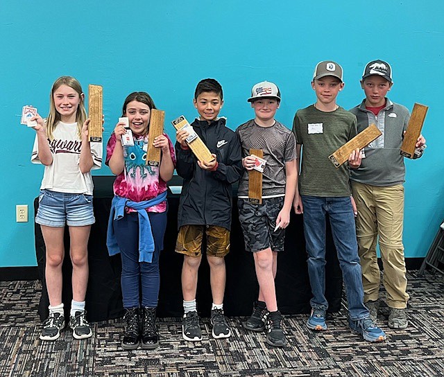 Local students recently competed in a cribbage tournament. From left, in first place the Hedges team of Sage McElwain and Astraea Koehn; in second place the Hedges team of Jackson Roberts and Sam Young and in third place the Cottage Grove team of Ben Belanger and Jagger Morris.