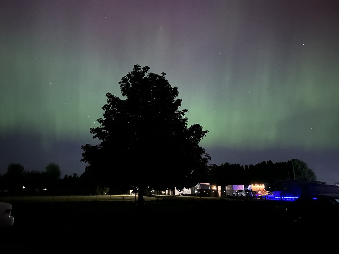 The Northern Lights provide a show over Mae Valley Friday evening. Unique environmental conditions led to the display being seen further south than usual that night.