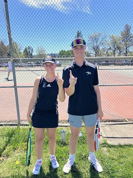 Courtesy photo
Shelby Wear, left, and Toby Tebbe of Lakeland won the mixed doubles title at the 4A Region 1 tennis tournament on Saturday.