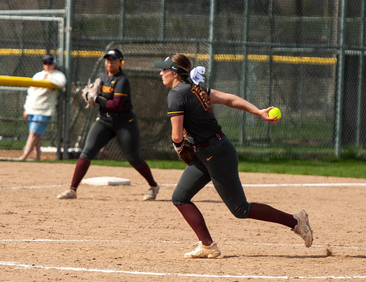 Moses Lake junior Paige Richardson pitched all seven innings of Friday’s first game against Eastmont, striking out 11 Wildcats in the 2-1 win.