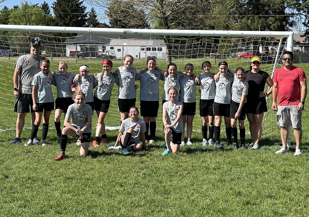 Courtesy photo
The Thorns North FC 12 Girls Academy soccer team after finished third in its division at the Bill Eisenwinter Hot Shot Tournament last weekend. In the front row from left are Sara Fischer, Izzy Baker and Adelyn Horsley; and back row from left, head coach Camron Cutler, Arden Mickelson, Ariana Leferink, Tia Frank, Ocoee Kaplan, Lucille Lehosit, Mary Kate Doree, Quinn Martin, Myah Lindquist, Zoey Johnson, Tessa Schmidt, Eloise Mandel, assistant coach Katie Martin and assistant coach Josh Baker.