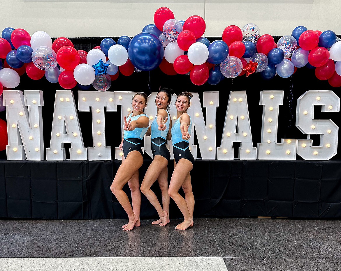 Courtesy photo
Avant Coeur Gymnastics had three Level 10 athletes compete at Nationals in Daytona Beach, Fla., this past weekend against all the top Level 10s in the United States Maiya Terry placed 7th on Bars and Floor and 14th All Around. Madalyn McCormick took placed 29th on Beam and Jazzy Quagliana placed 16th on Floor. From left are Madalyn McCormick, Maiya Terry and Jazzy Quagliana.