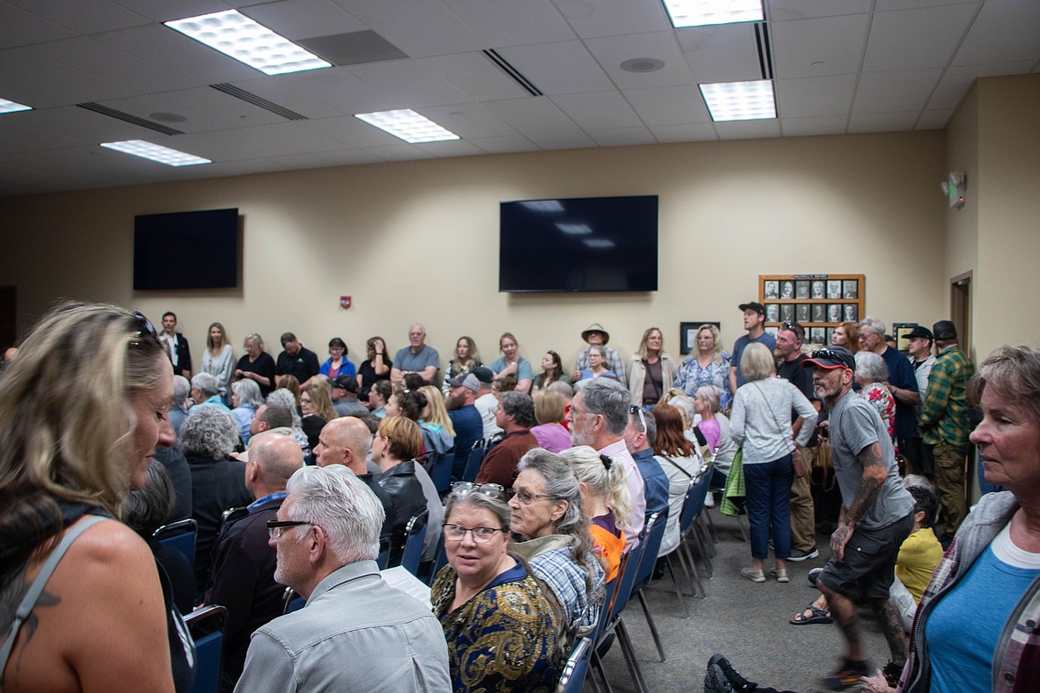 Over one hundred people attended the Kalispell City Council meeting on May 14, where the Flathead Warming Center's conditional use permit was discussed. (Kate Heston/Daily Inter Lake)