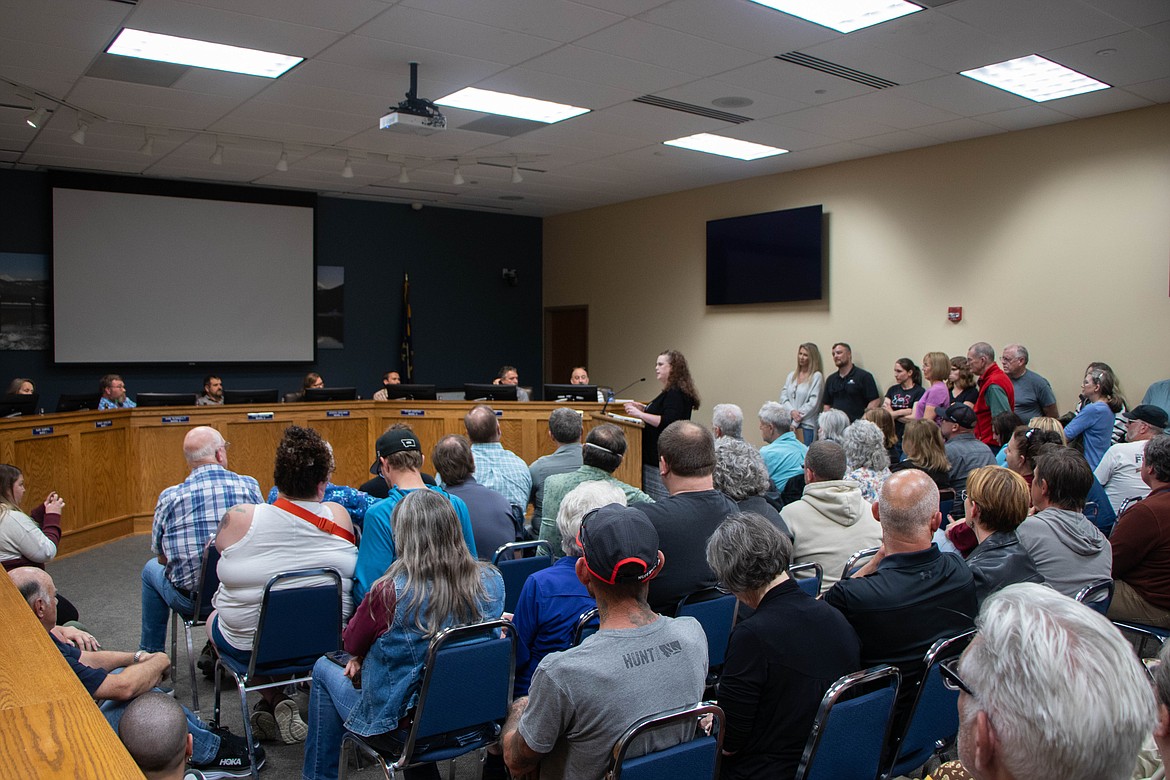 Tonya Horn, executive director of the Flathead Warming Center, speaks to the Kalispell City Council regarding a conditional use permit on May 14, 2024. (Kate Heston/Daily Inter Lake)