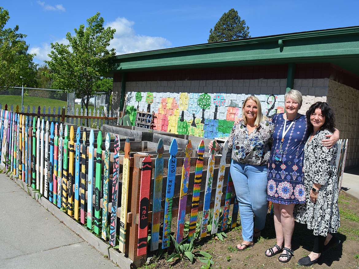 The garden area at Fernan STEM academy was created in 2014. 
Left to right: Susie Brott, Angela Critchfield and Marcy Canale.