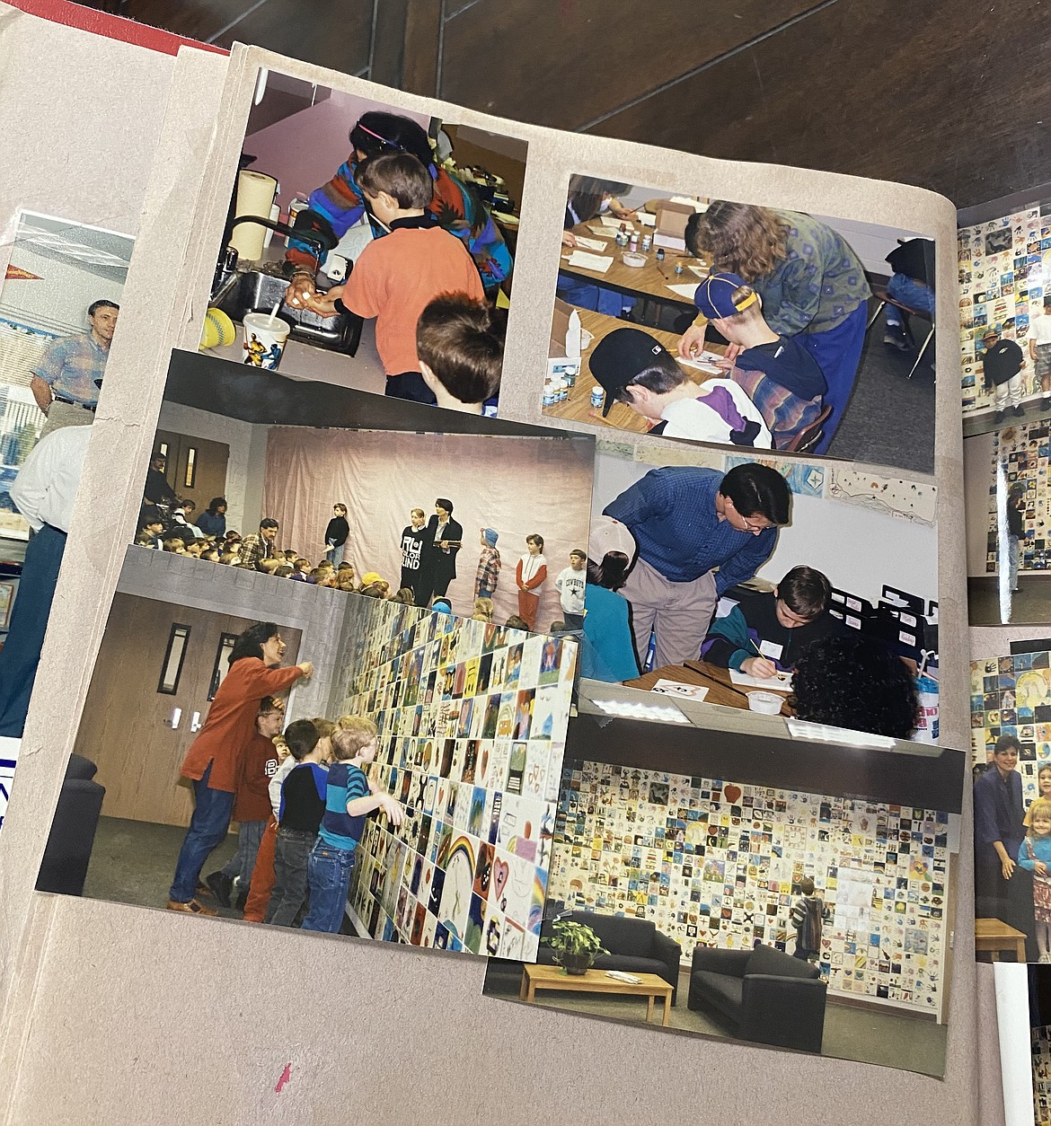 A scrapbook page from Fernan STEM Academy's history shows the tiled wall when it was new.