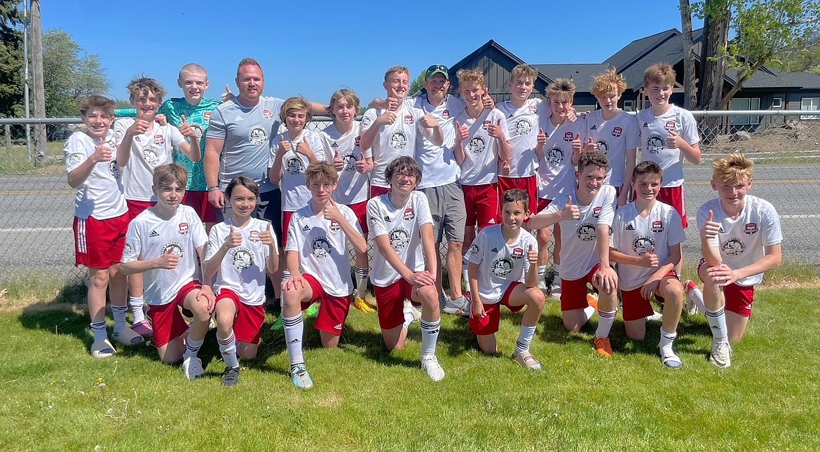 Courtesy photo
The Timbers 2010 Boys Premier soccer team competed in the Bill Eisenwinter Hot Shot Tournament in Coeur d'Alene last weekend. In the front row from left are Brodie Grimmet, Luka Ranca, Alistair Smith, Jacob Sanford, Mason Cramer, Hudson Fremouw, Carter Lloyd and Jameson Meyer; and back row from left, Logan Rader, Zack Burkwist, Kellen Anderson, coach Stephen Jackson, Michael Steffani, Liam Garr-Coles, Jimmy Doree, coach Landon Anderson, Eli Bardwell, Easton Clyne, Elias Herzog, Issac Jackson and Hunter Moss.